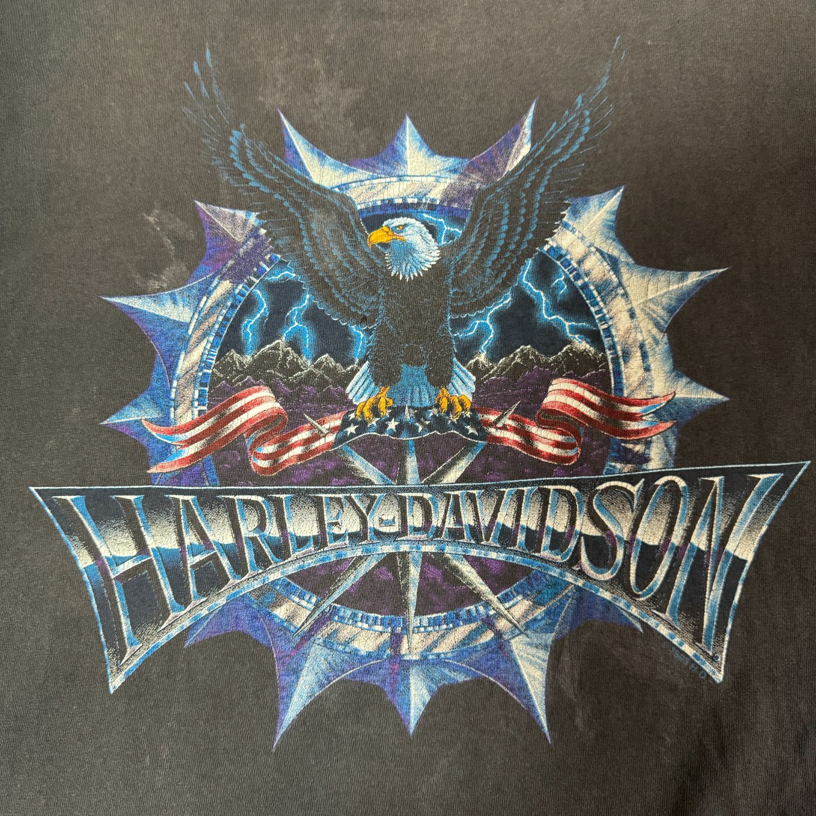 90s ハーレーダビッドソン イーグル サンダー 鬼フェード Tシャツ XL