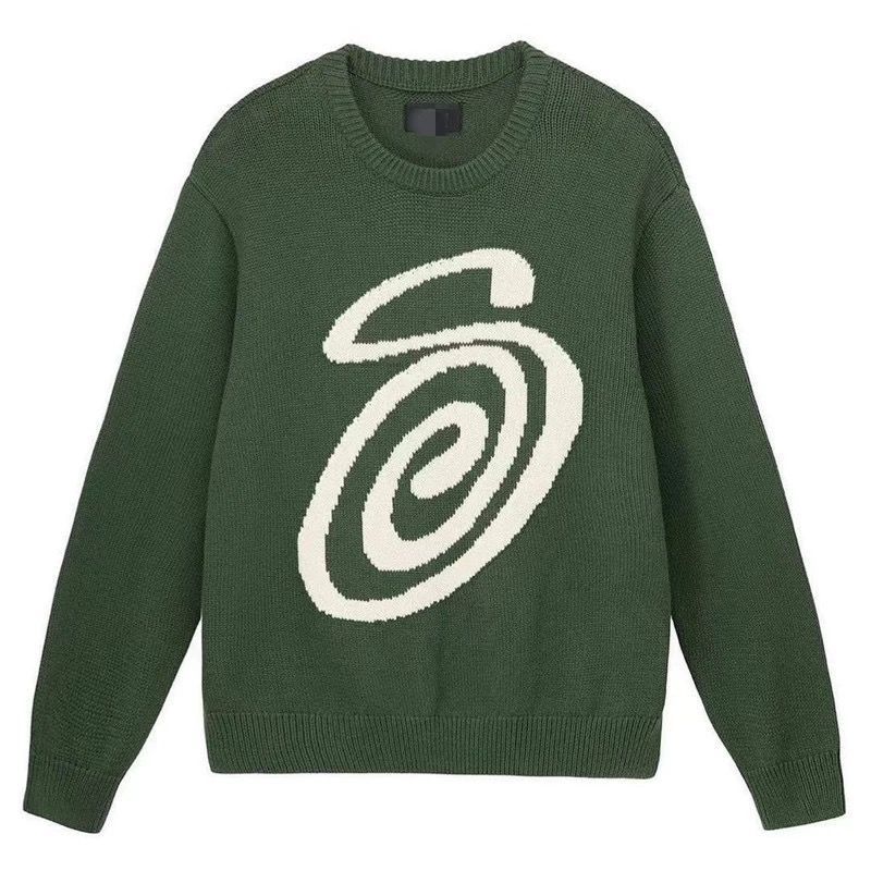 STUSSY Curly Logo ニットセーター ユニセックス 冬物 メンズ トップス 新品 未使用グリーン