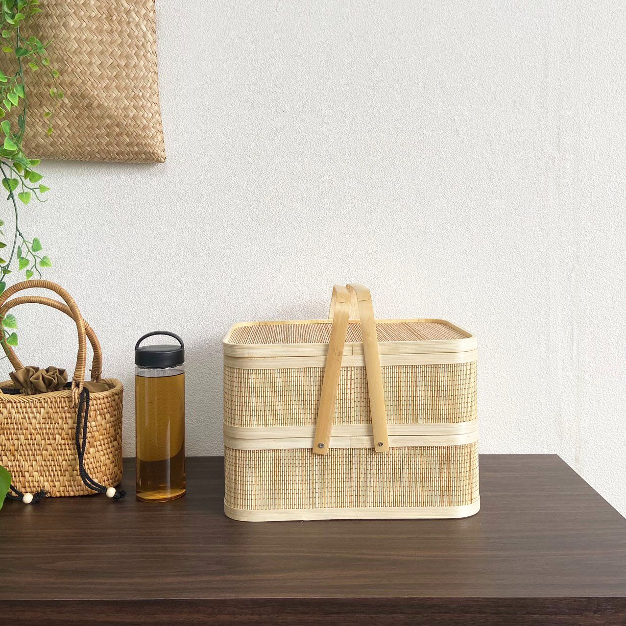 竹 ピクニック バスケット かご バスケット ラッセル 2段 収納ボックス