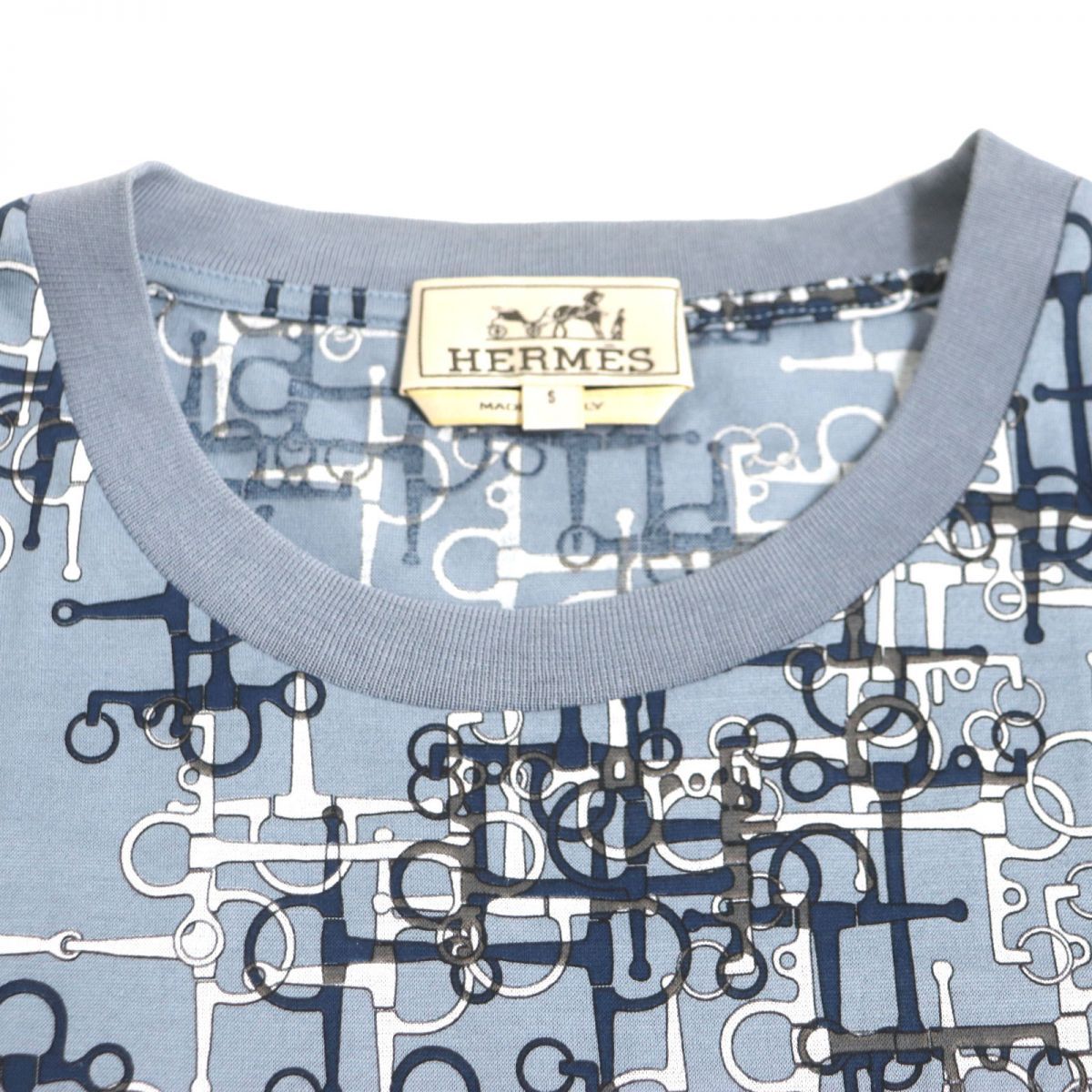 極美品▽HERMES エルメス ホースビット総柄 クルーネック 半袖Tシャツ ...