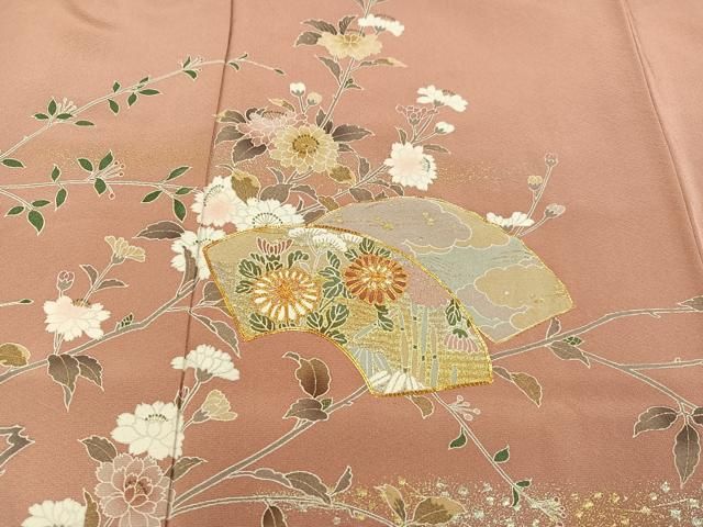 ぱげ様［2259］訪問着 草花文様 駒刺繍 金彩 正絹 着物 袷 ぱげ様［2259］訪問着 草花文様 駒刺繍 金彩 正絹 着物 袷