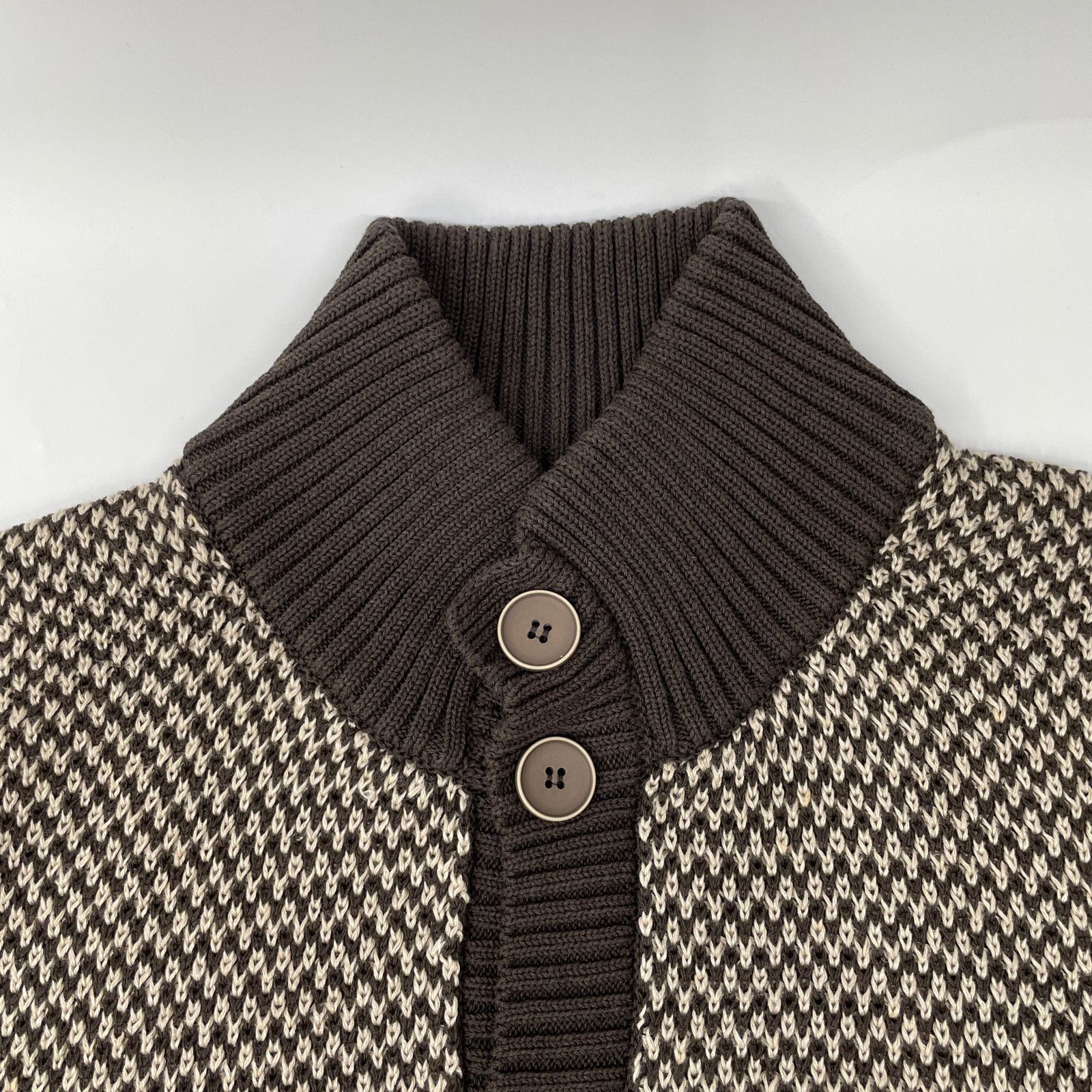 ZANONE ザノーネ ﾍﾞｰｼﾞｭ×ﾌﾞﾗｳﾝ ｺｯﾄﾝﾘﾈﾝ CHIOTO ｽﾀﾝﾄﾞｶﾗｰﾆｯﾄ