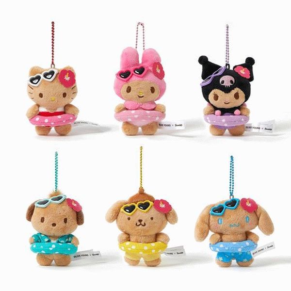 オリーブヤング　日焼けシナモン　キーホルダー サンリオ】OLIVE YOUNG ぬいぐるみキーホルダー 1個 6種 日焼け