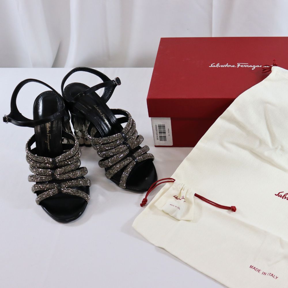 【Salvatore Ferragamo】ブラックストラップサンダル 26.0cm【限定セール】新品・未使用 FERRAGAMO フェラガモ