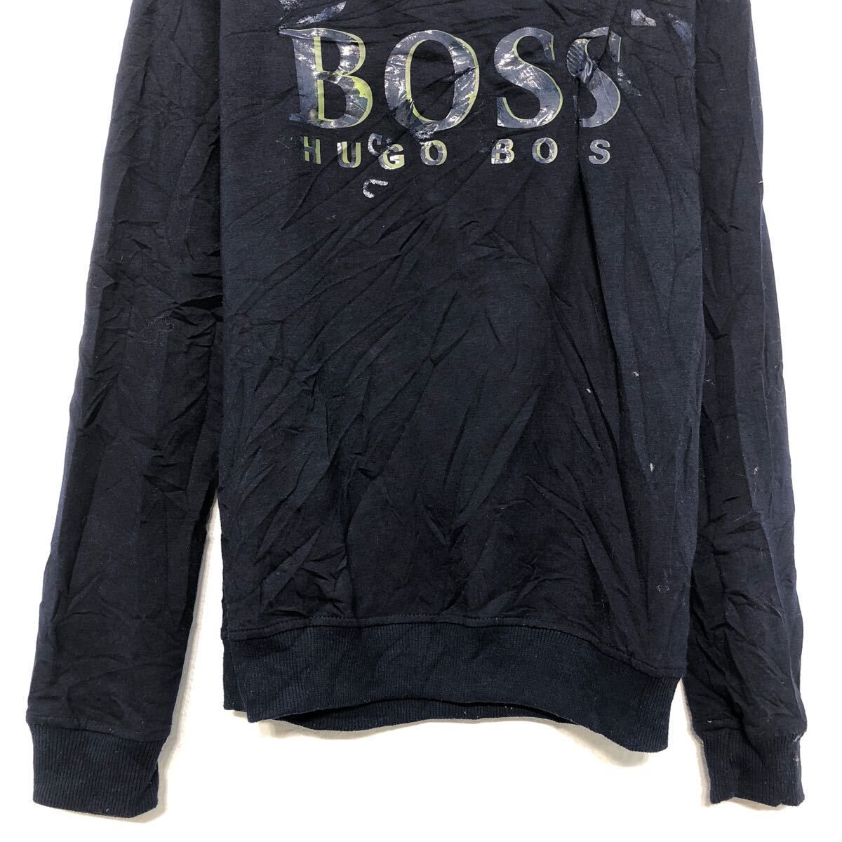 HUGO BOSS プリント スウェット パーカー ヒューゴボス M ネイビー ロゴ 古着卸 アメリカ仕入 a605-8207