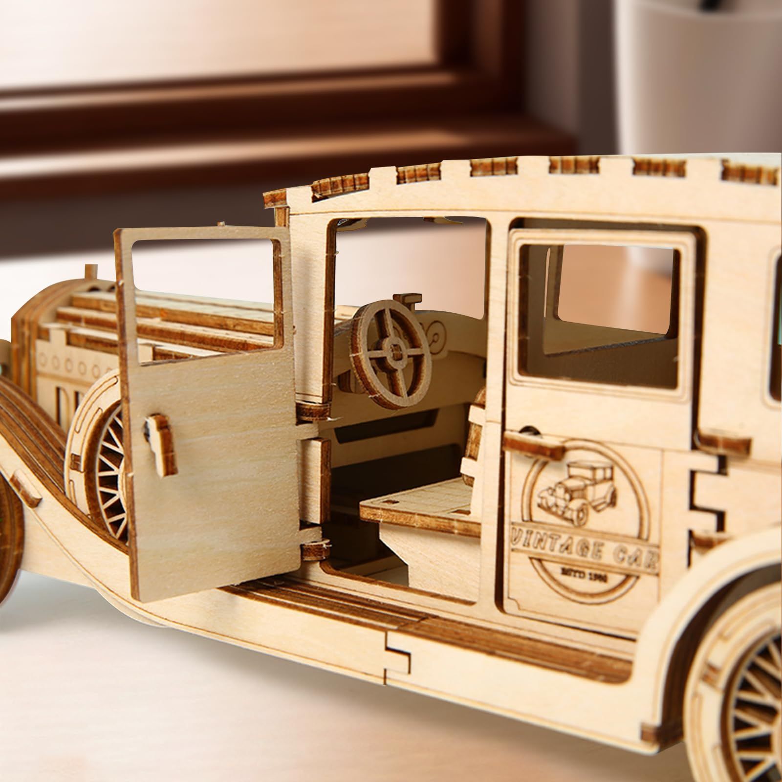 迅速発送】Hallisun 3D木製パズル 組み立て立体パズル クラシックカー 
