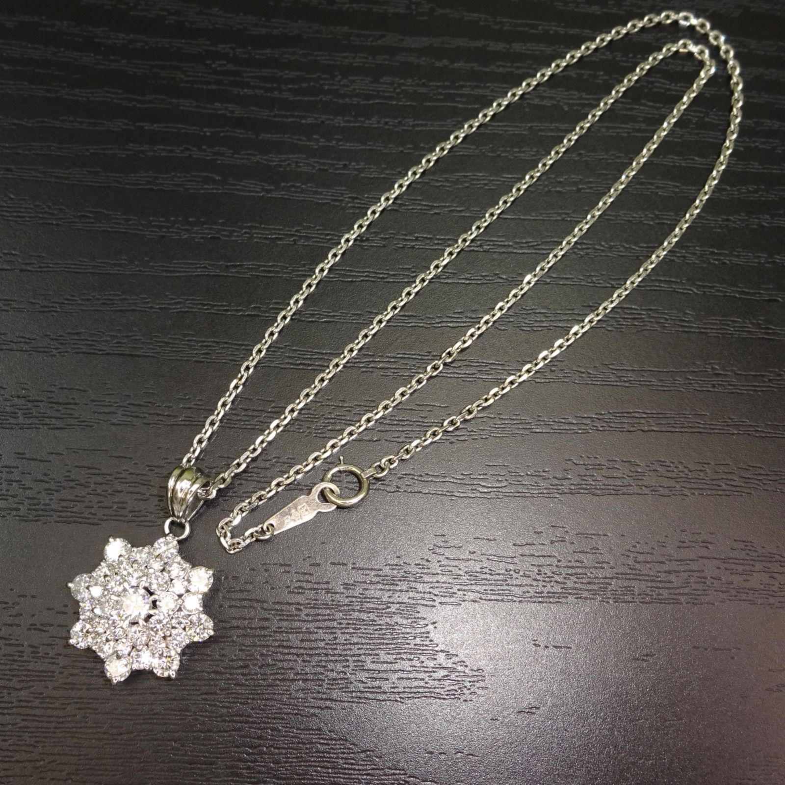 プラチナ pt900 pt850 天然ダイヤモンド 2.16ct トップ ネックレス 