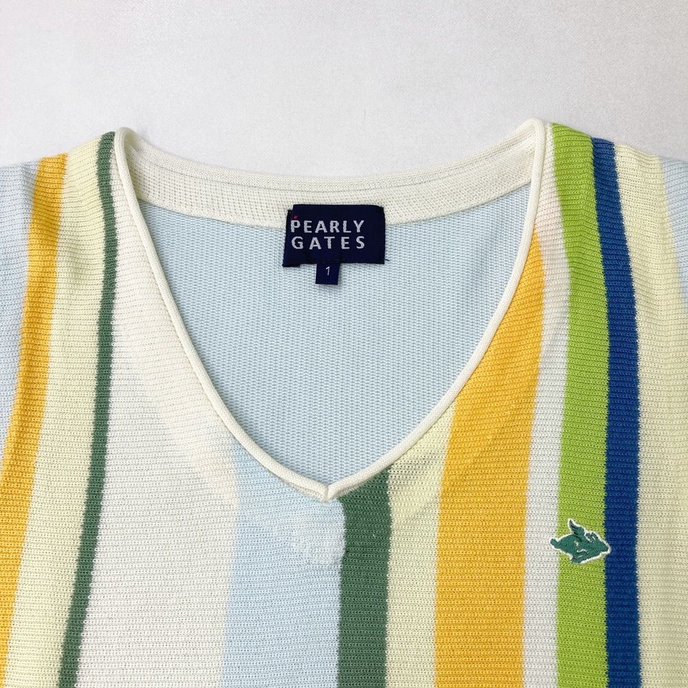 【美品】PEARLY GATES パーリーゲイツ エアーベスト総柄 レディース0 美品】PEARLY GATES パーリーゲイツ エアーベスト総柄 レディース0