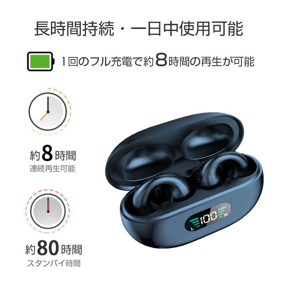 【セール 骨伝導イヤホン ワイヤレスイヤホン Bluetooth 5.3 イヤーカフ構造 挟んで装着 快適 完全ワイヤレスヘッドセット 自動ペアリング  瞬間接続 Hi-Fi高音質