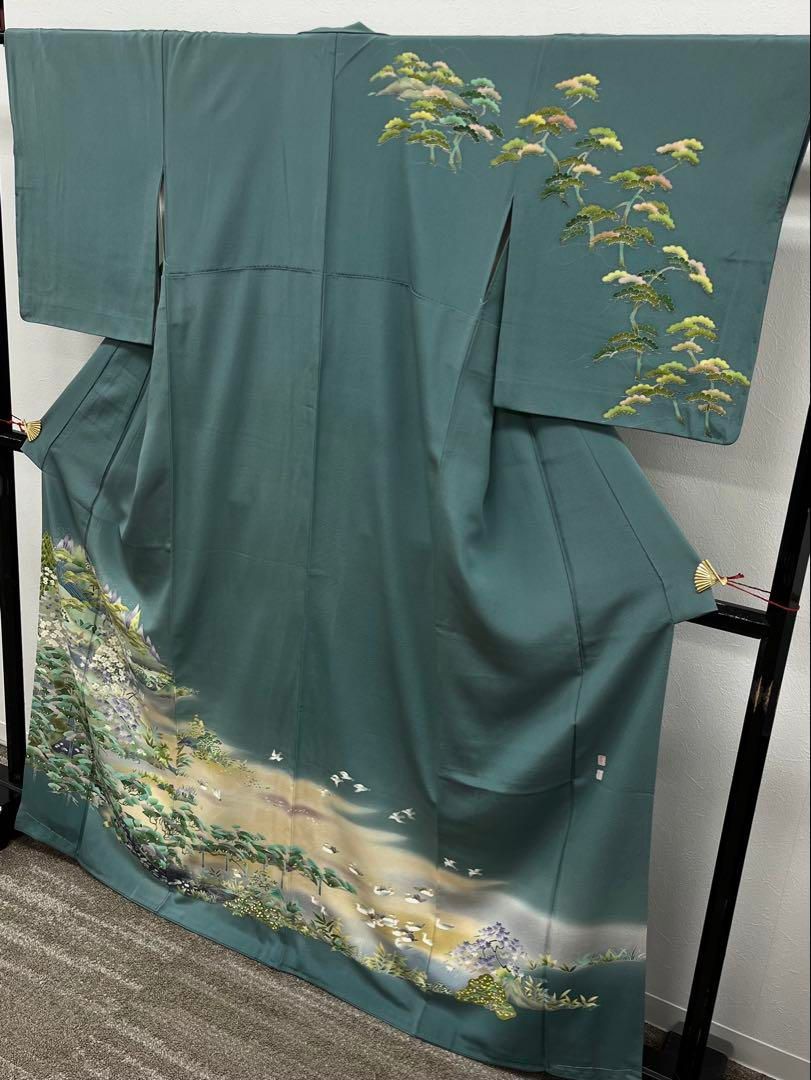 松本健一 京友禅 手描き 落款入 訪問着 鳥 正絹 躾糸付き - メルカリ