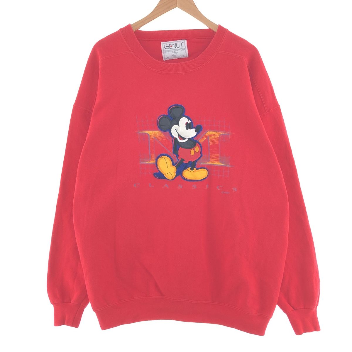 古着 90年代 GENUS MICKEY MOUSE ミッキーマウス キャラクタースウェットシャツ トレーナー USA製 メンズXL ヴィンテージ/taa002040