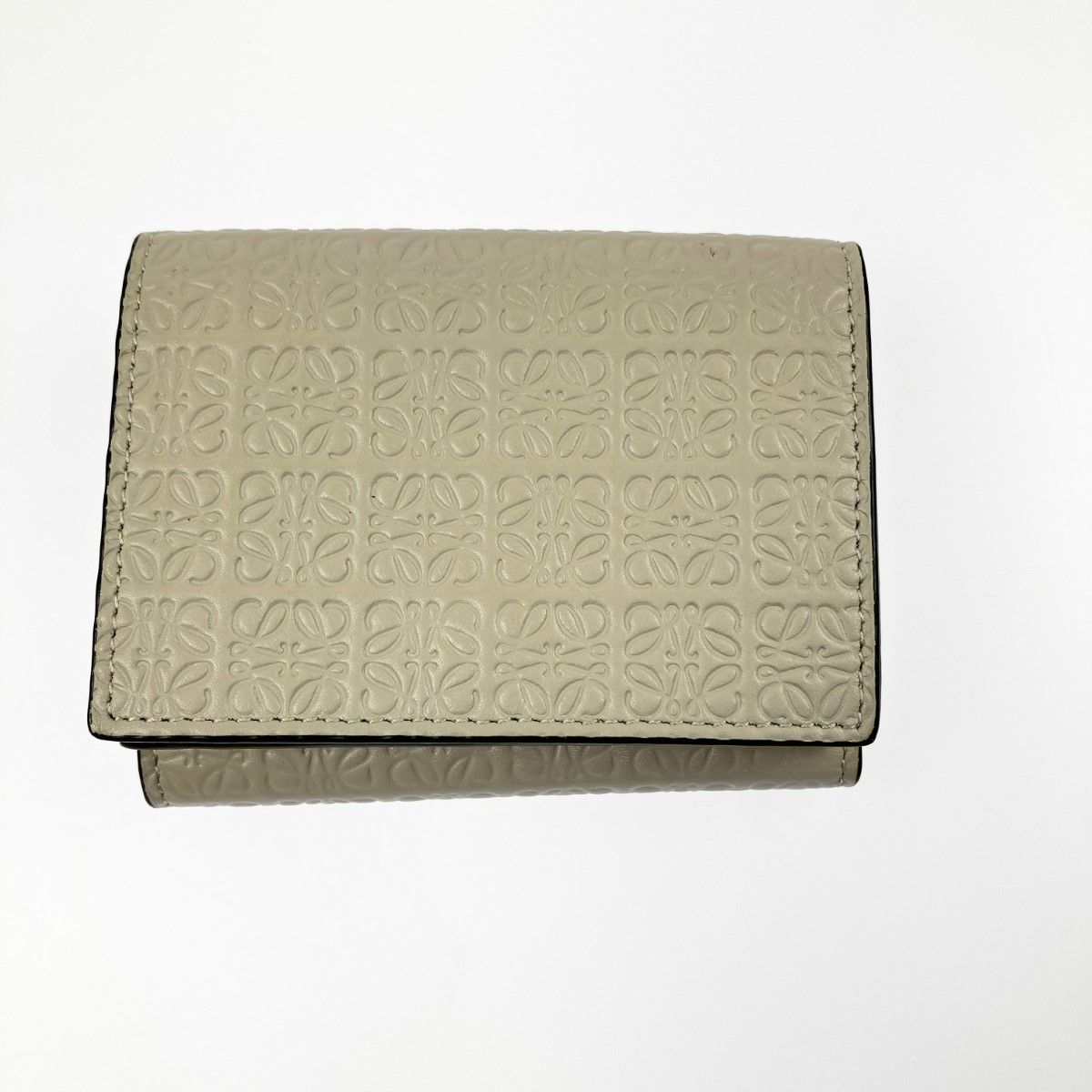 ロエベ ベージュ 三つ折り財布 ▽▽LOEWE ロエベ 牛革 カーフ ミニ財布 3つ折り財布 箱・布袋付
