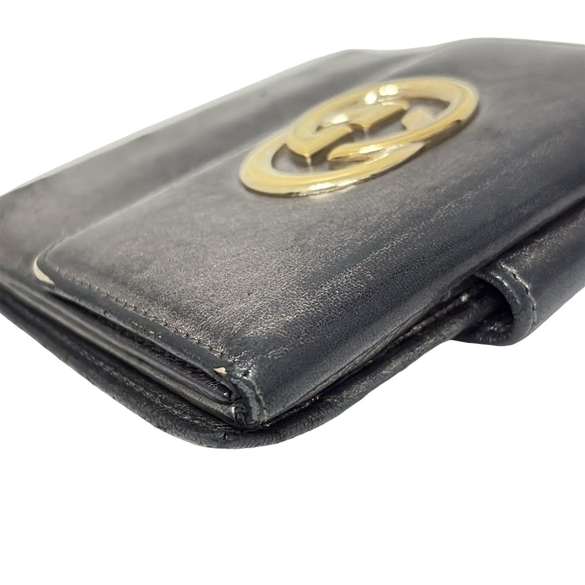 ブッチページ♡ GUCCI(グッチ) Wホック財布 ブロンディ 162759 黒 レザー - メルカリ