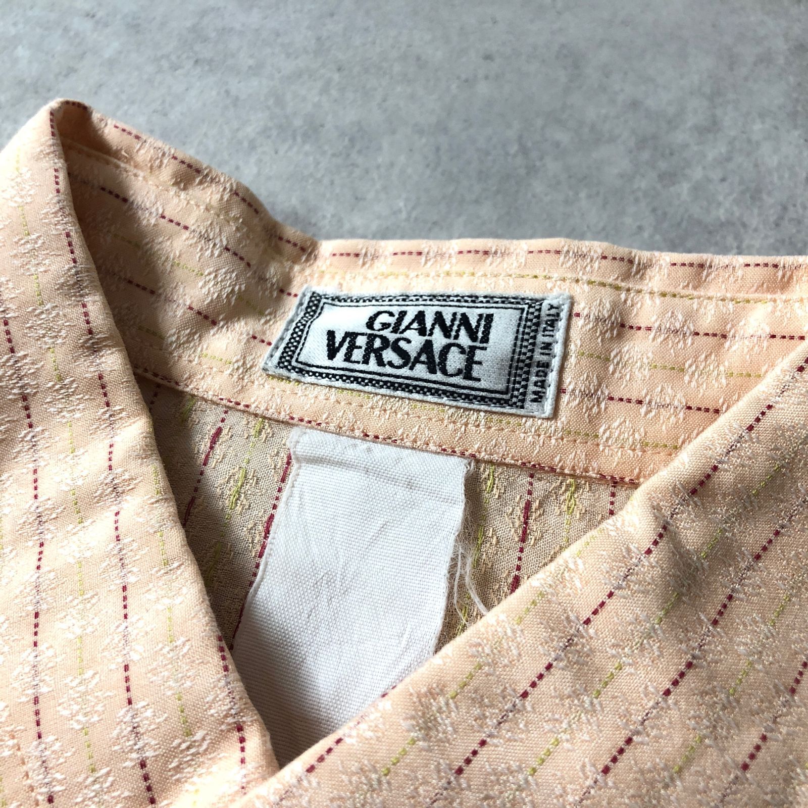 GIANNI VERSACE デザイナーズ ヴィンテージ 総刺繍＆ストライプ