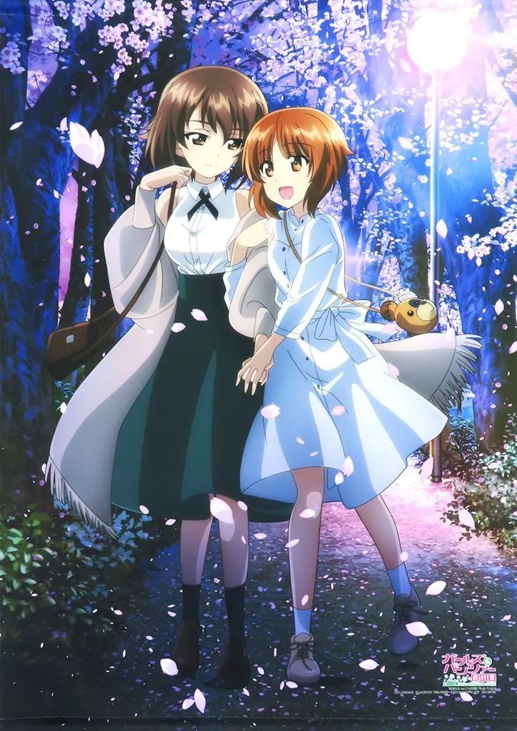 ☆限定☆描き下ろし 【中古】タペストリー(大型) 西住みほ＆西住まほ(桜)