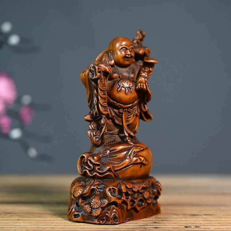 布袋様 置物 オブジェ 神様 神 仏様 木製 木彫 開運 厄除け