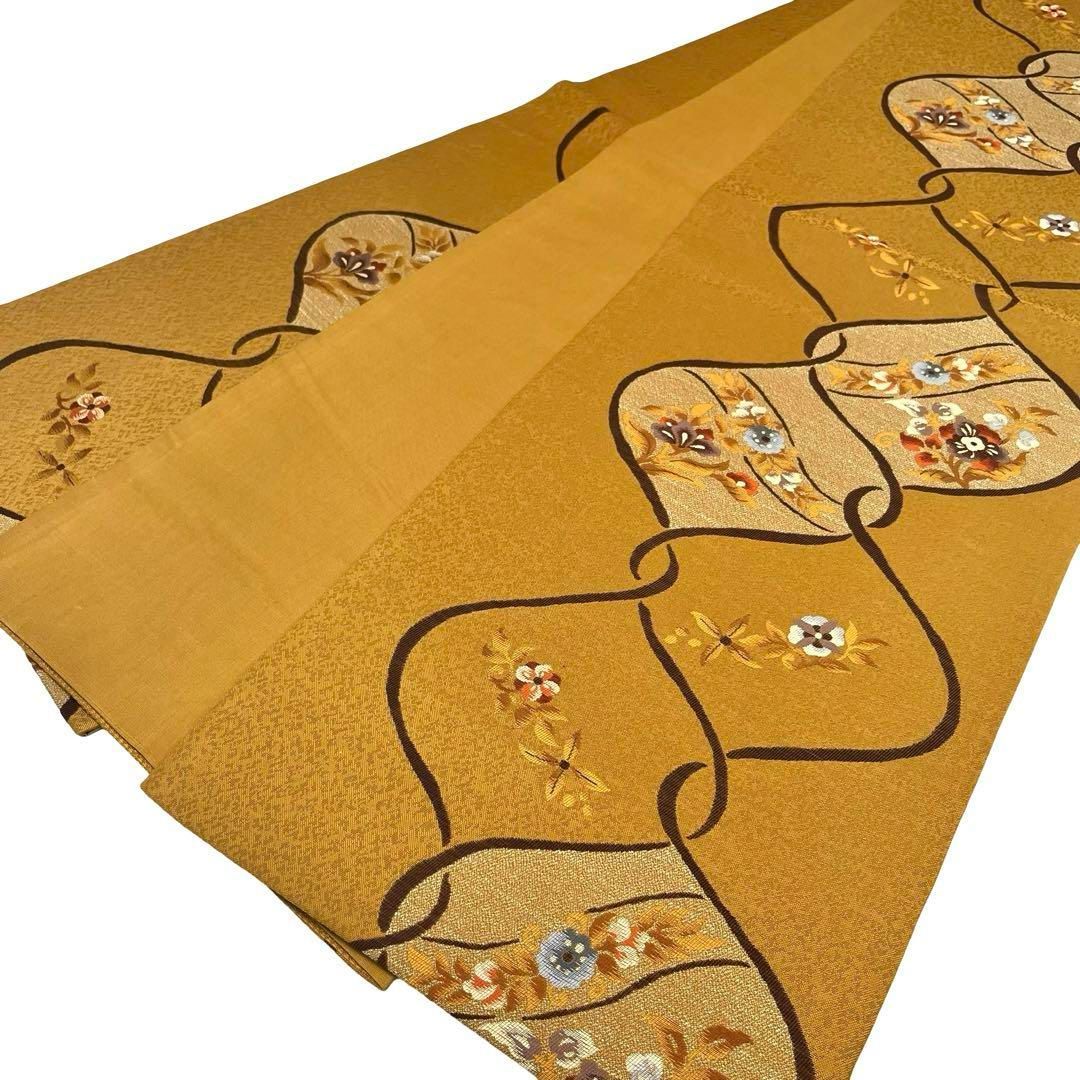 袋帯 まわた紬 夢 花模様 木蘭色 O-4157 袋帯 まわた紬 夢 花模様 木蘭色 O-4157