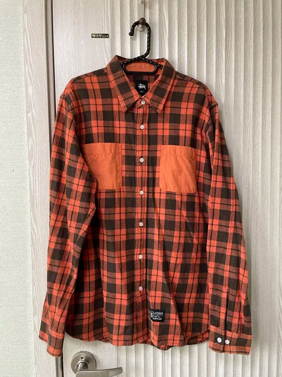 STUSSY(ステューシー) オレンジ チェック シャツ L