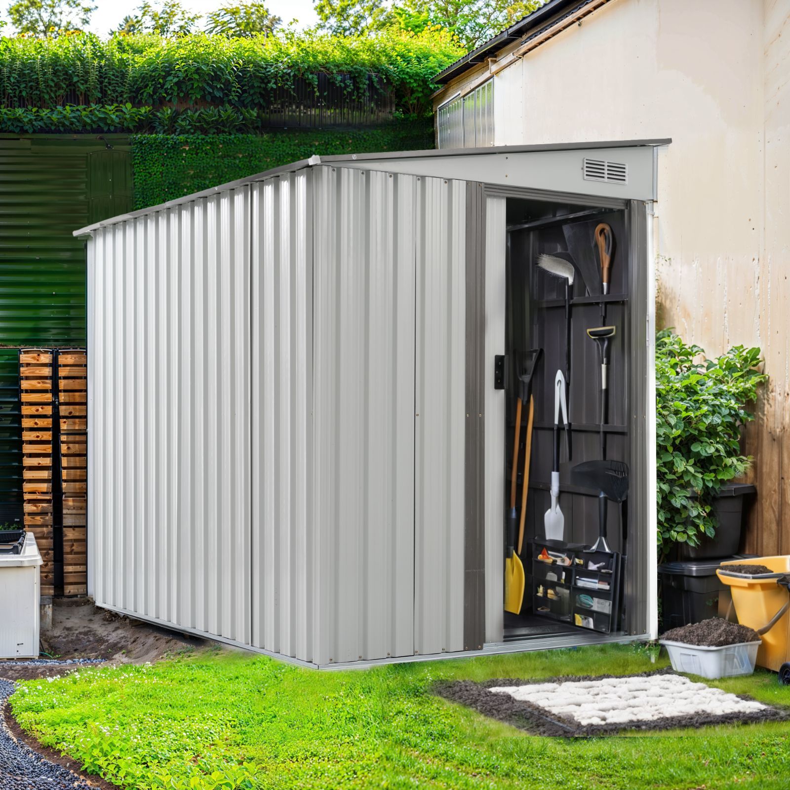 大人気】3800L大容量屋外収納庫 スチール 倉庫 戸外収納庫 幅153