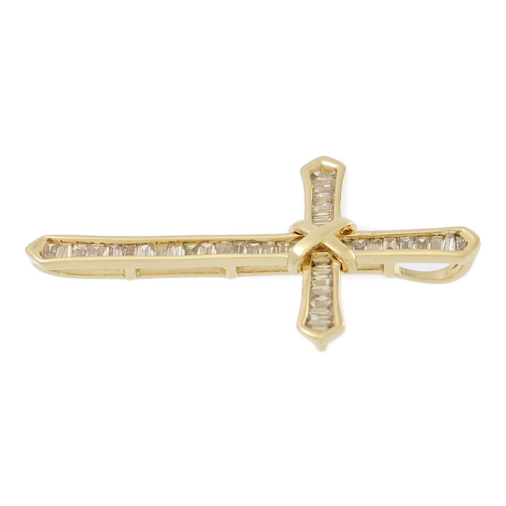 0.4ct/クロスモチーフ・ダイヤモンド ペンダントトップ/K18YG