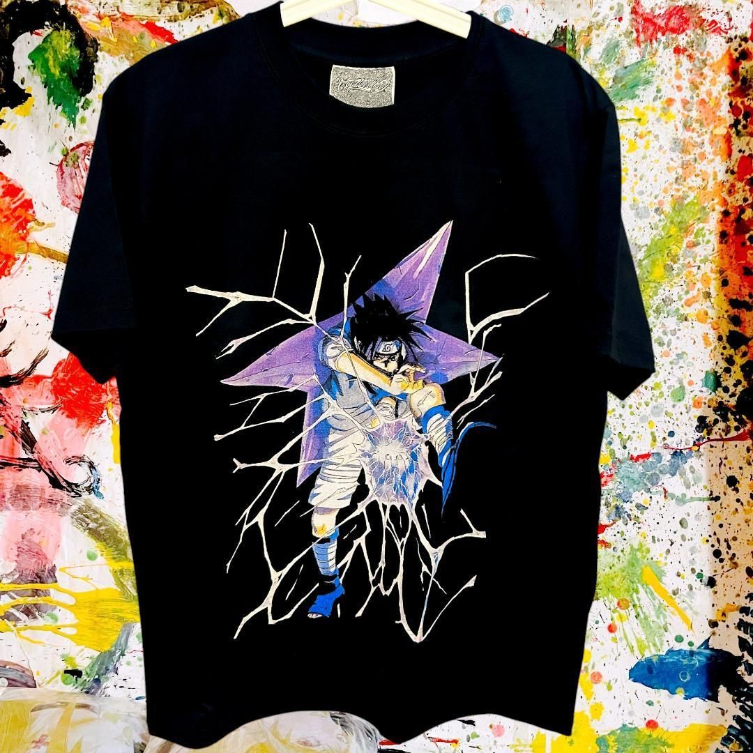 サスケ 写輪眼 レトロ リプリント Tシャツ 半袖 メンズ 新品 個性的 黒