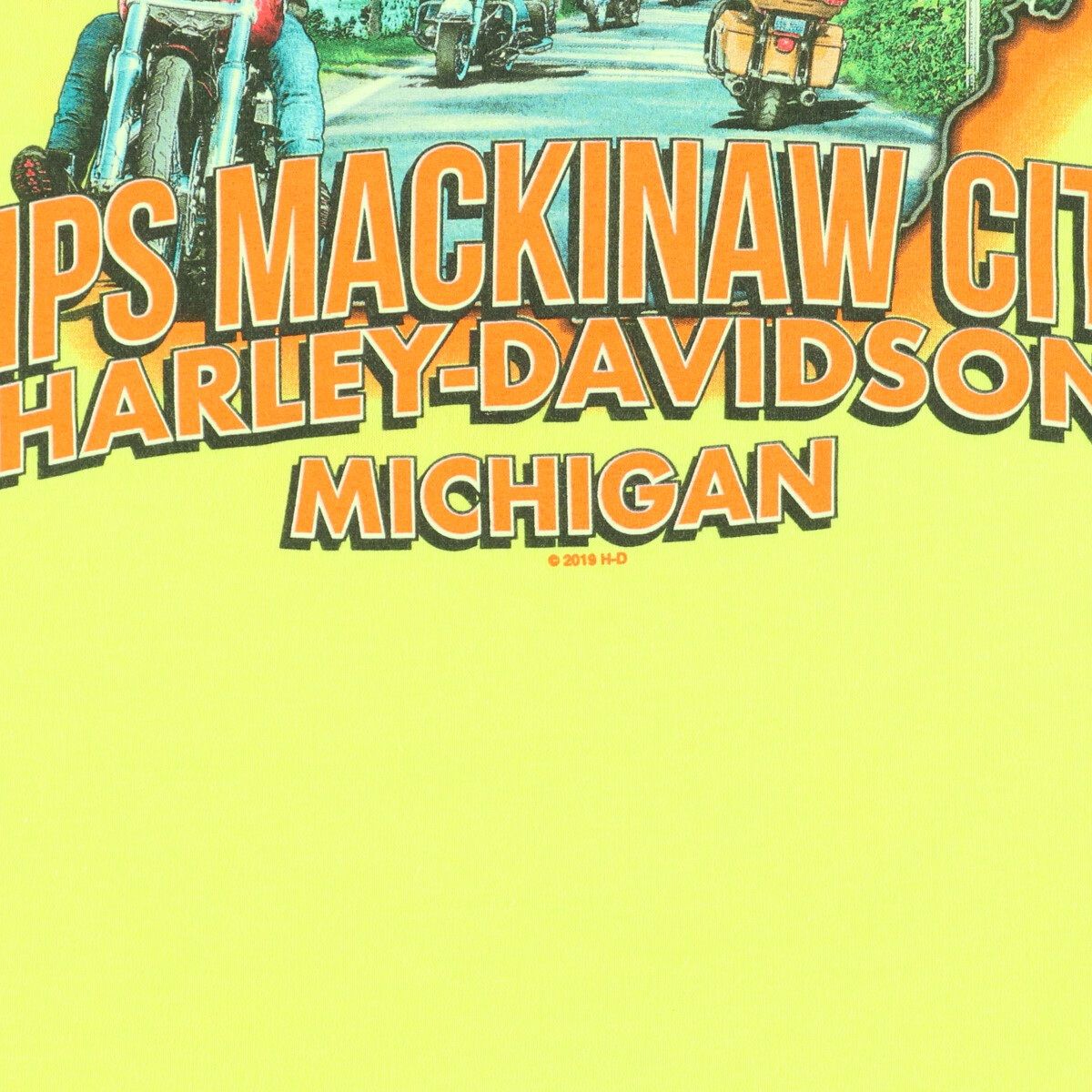 ハーレーダビッドソン Harley-Davidson 蛍光 両面プリント 胸ポケット モーターサイクル バイクTシャツ メンズL /eaa342747