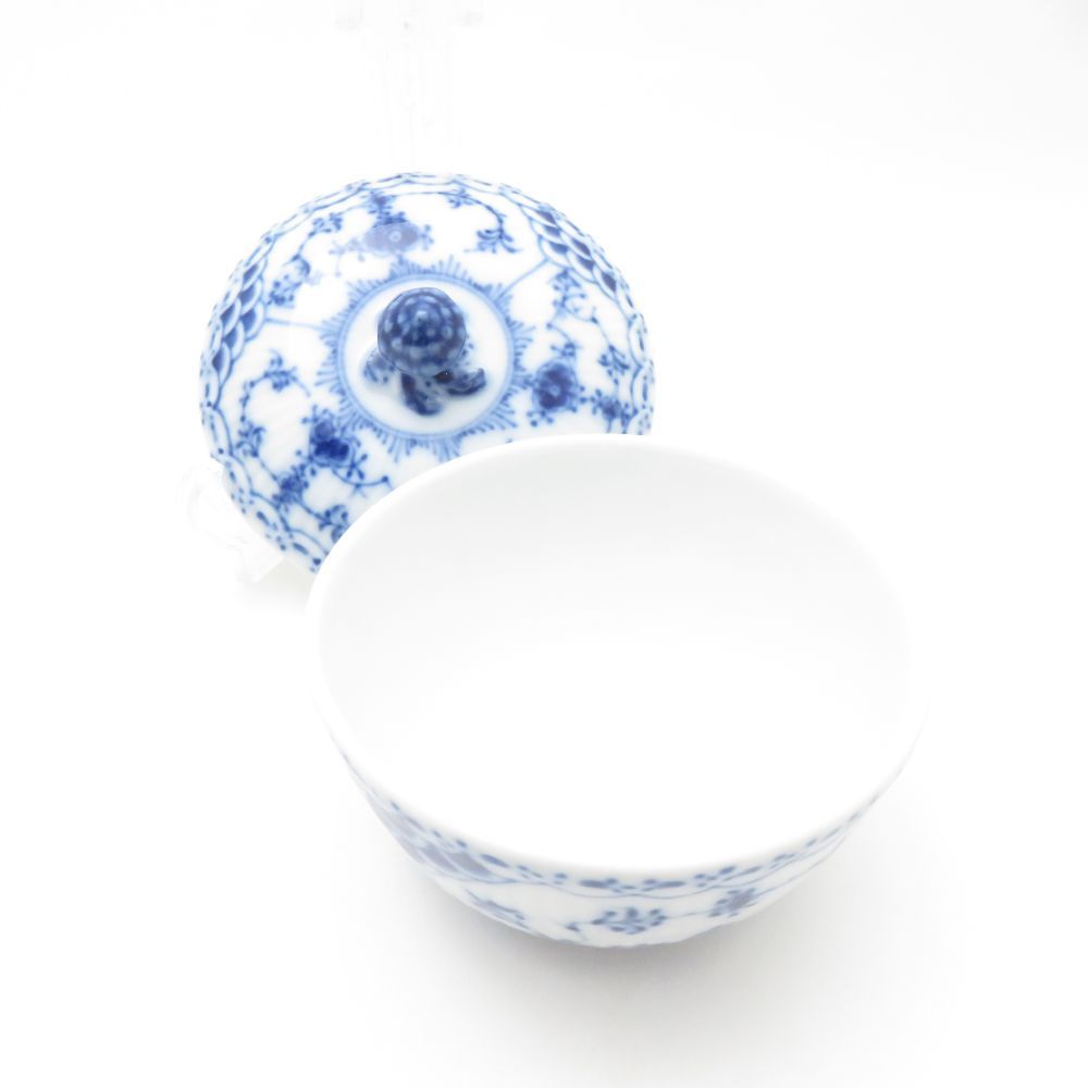 ROYAL ロイヤルコペンハーゲン ブルーフルーテッドハーフレース シュガーボウル 砂糖 デンマーク製