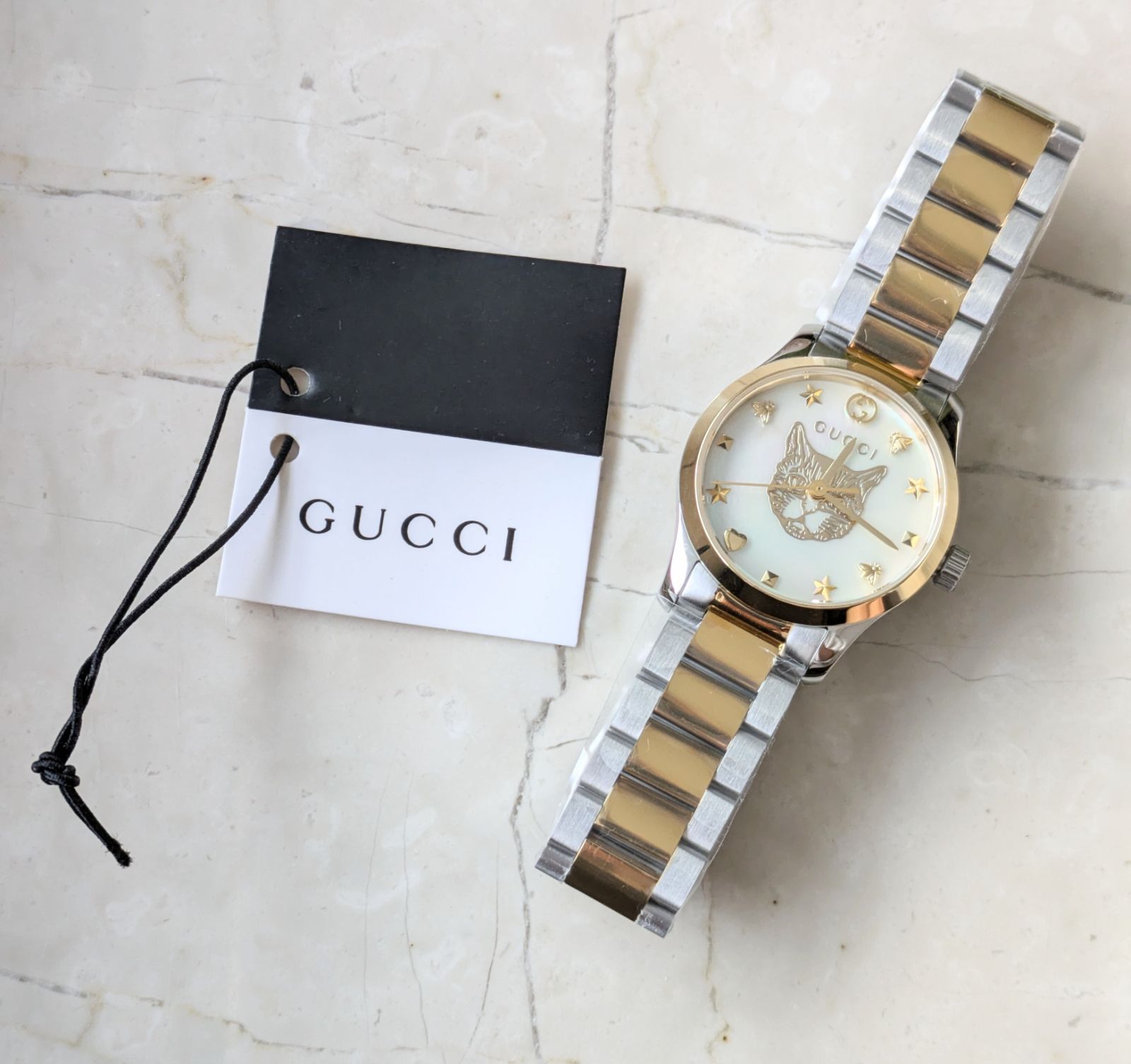 新品未使用 GUCCI グッチ GTimeless 27ミリ 腕時計 猫 ゴールド 新品未使用 GUCCI グッチ GTimeless 27ミリ 腕時計 猫 ゴールド