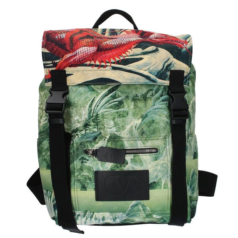 ヴァレンティノガラヴァーニ  Red Dragon Print Backpack レッドドラゴンプリントバックパック  メンズ