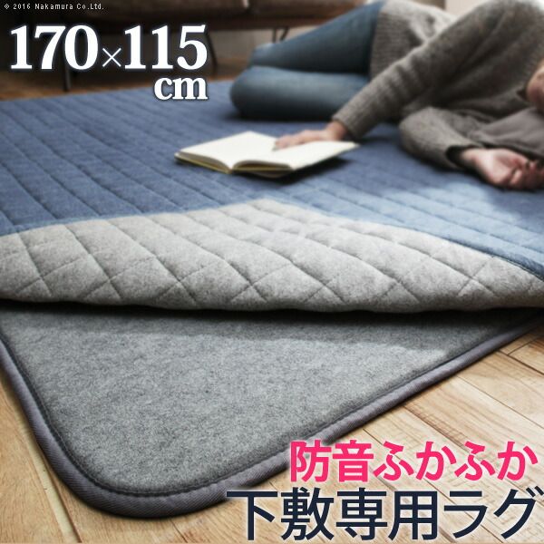 ラグ 下敷き 170x115cm (1.5畳用) 厚手 防音 ふかふか下敷専用ラグ 〔ふかピタ〕 長方形 ふっくら カーペット ラグマット 洗える 床暖房 ホットカーペット対応 リビング 滑り止め スミノエ