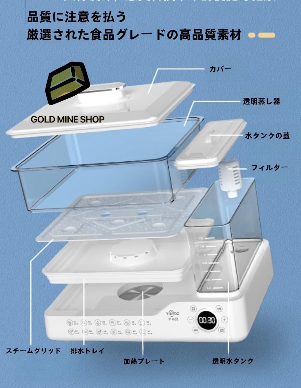 自動電源オフ タイマー付きホワイト24L