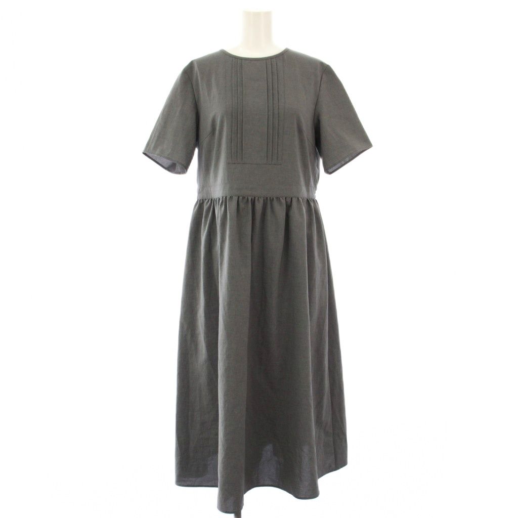 マッキントッシュフィロソフィー MACKINTOSH PHILOSOPHY フロントタックワンピース 半袖 ミモレ丈 ロング 38 グレー 23010900602030 |TK
