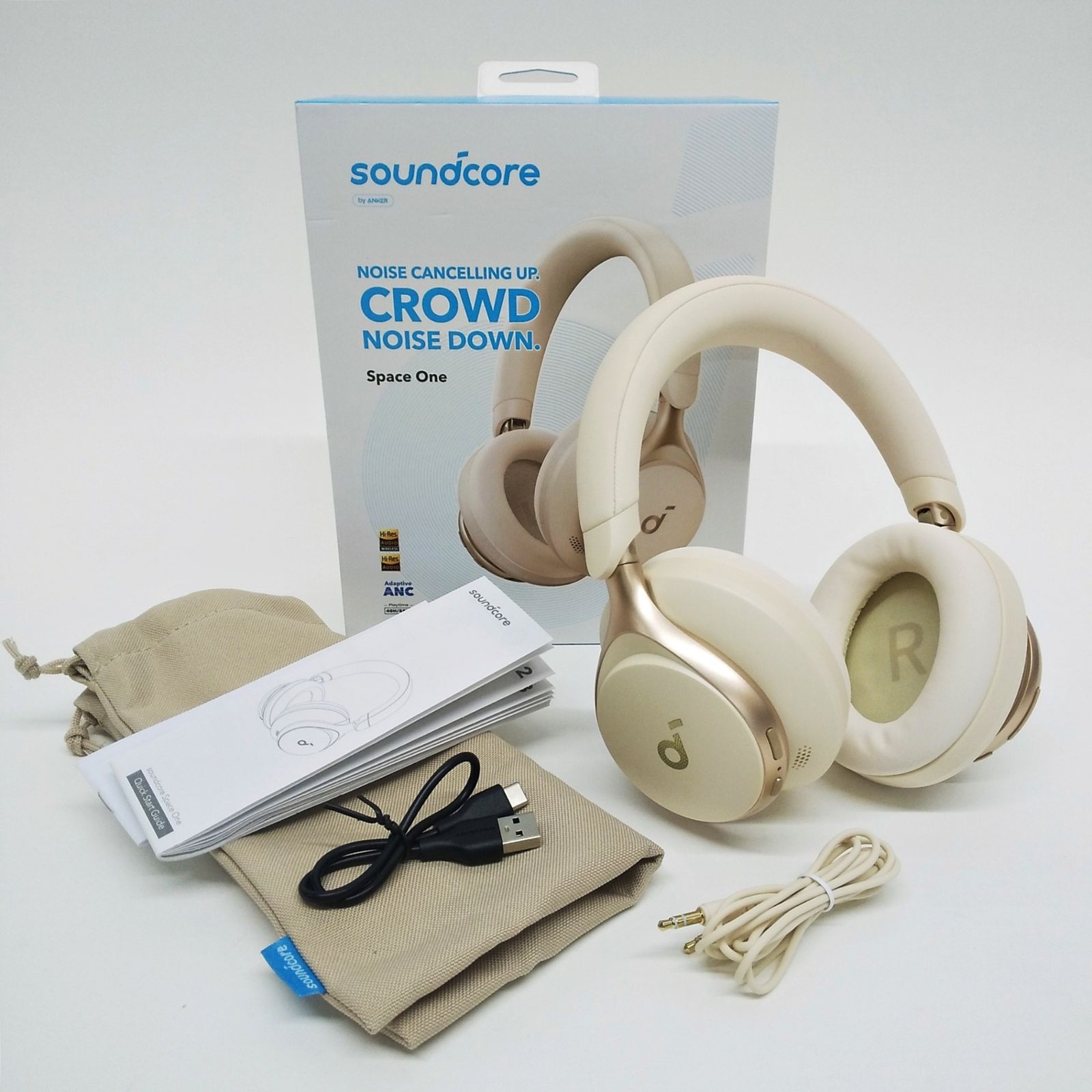 Soundcore Space One ヘッドホン Bluetooth ノイズキャンセリング 外音取り込み マルチポイント ANKER アンカー サウンドコア R2505-013