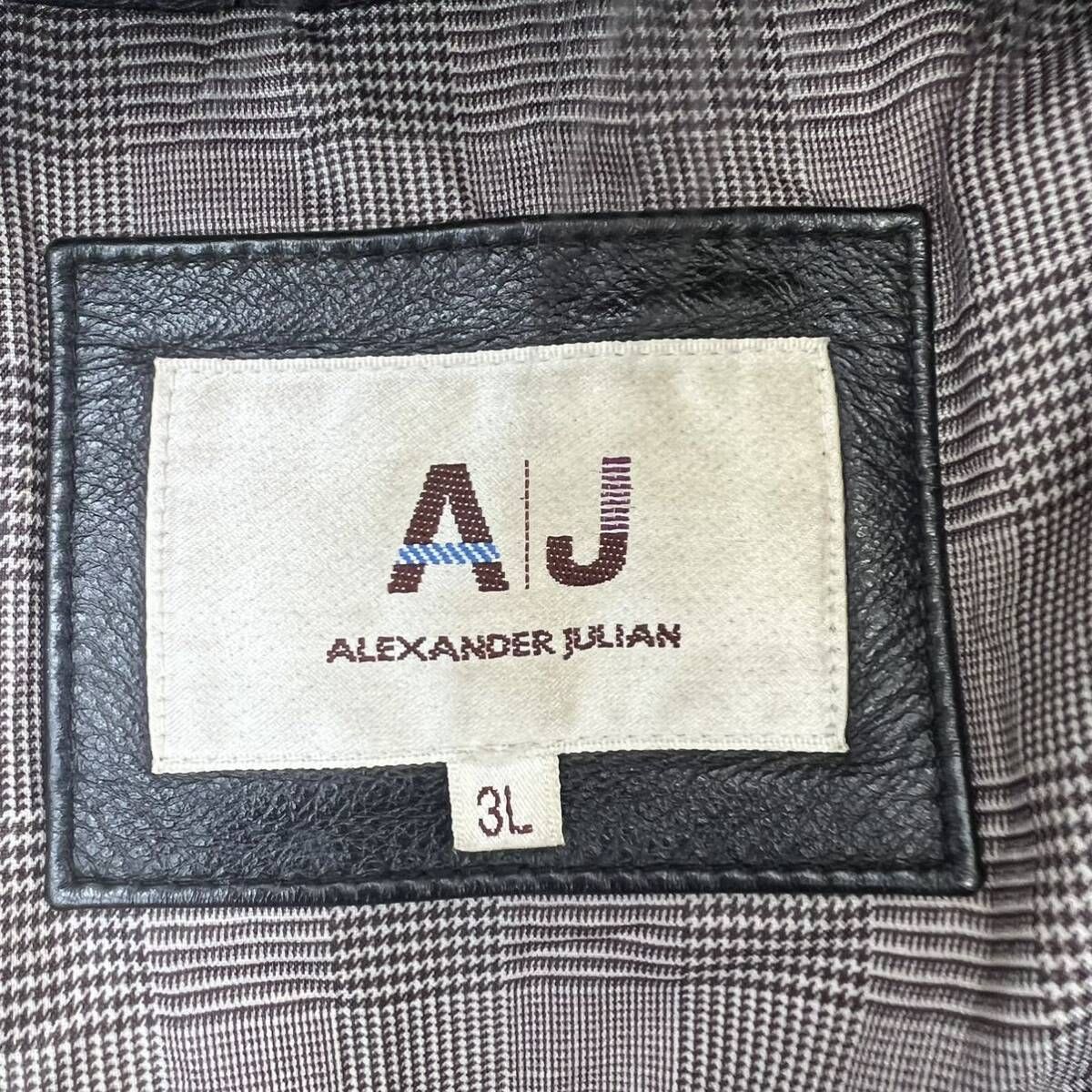 Alexander Julian ☆ 牛革 レザー ダウンジャケット ファーフード 