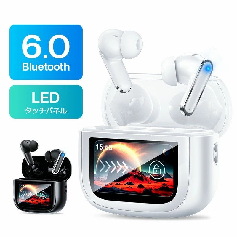 業界初Bluetooth6.0＆大画面操作】 ワイヤレスイヤホン ANC対応 ENC