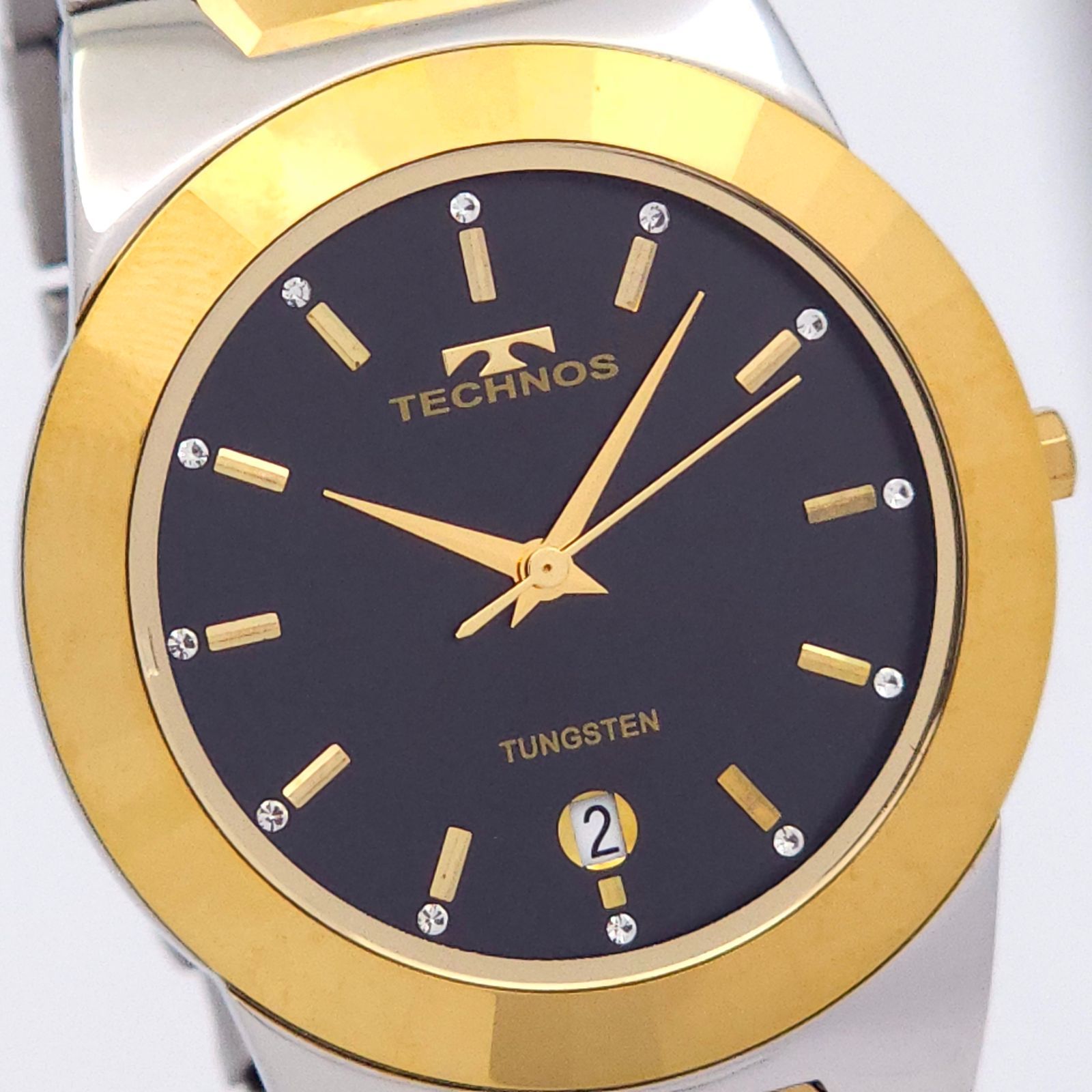 ☆良品 テクノス TECHNOS タングステン TUNGSTEN 超硬 メンズクォーツ 