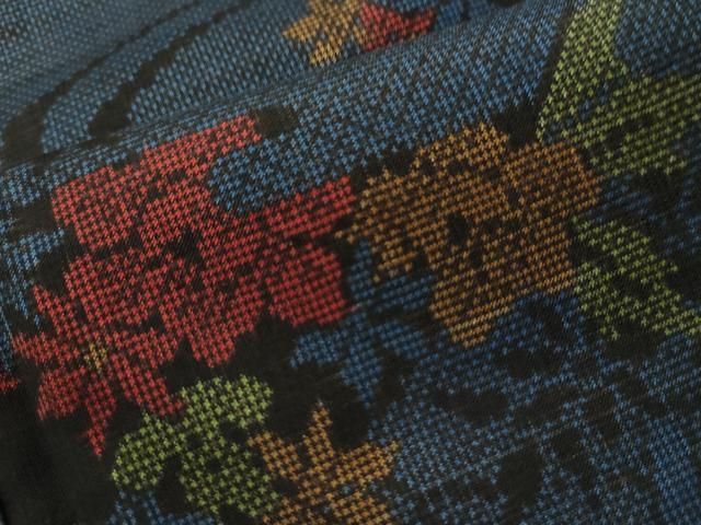 平和屋着物○本場大島紬 7マルキ 流水地紙吉祥草花文 正絹 逸品