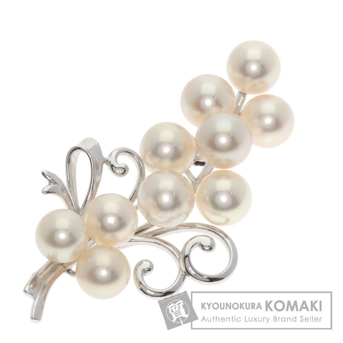 MIKIMOTO ミキモト パール 真珠 ブローチ K14WG レディース