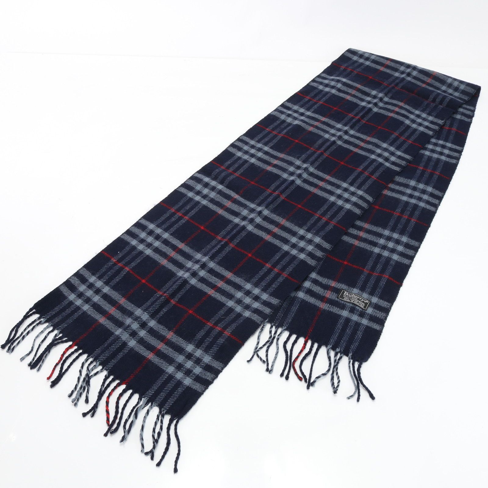 〖新品〗バーバリーズ マフラー ノバチェック ネイビー ウール100% 英国製 タグ付✨️Burberrys ノバチェック マフラー ラムウール ネイビー ⑨