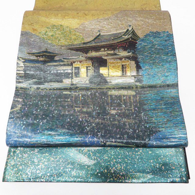 螺鈿細工 風神雷神図 袋帯 未仕立て品 絹箔 正絹 お太鼓柄 袋帯 未使用 正絹 フォーマル 仕立て上がり お太鼓柄 螺鈿箔