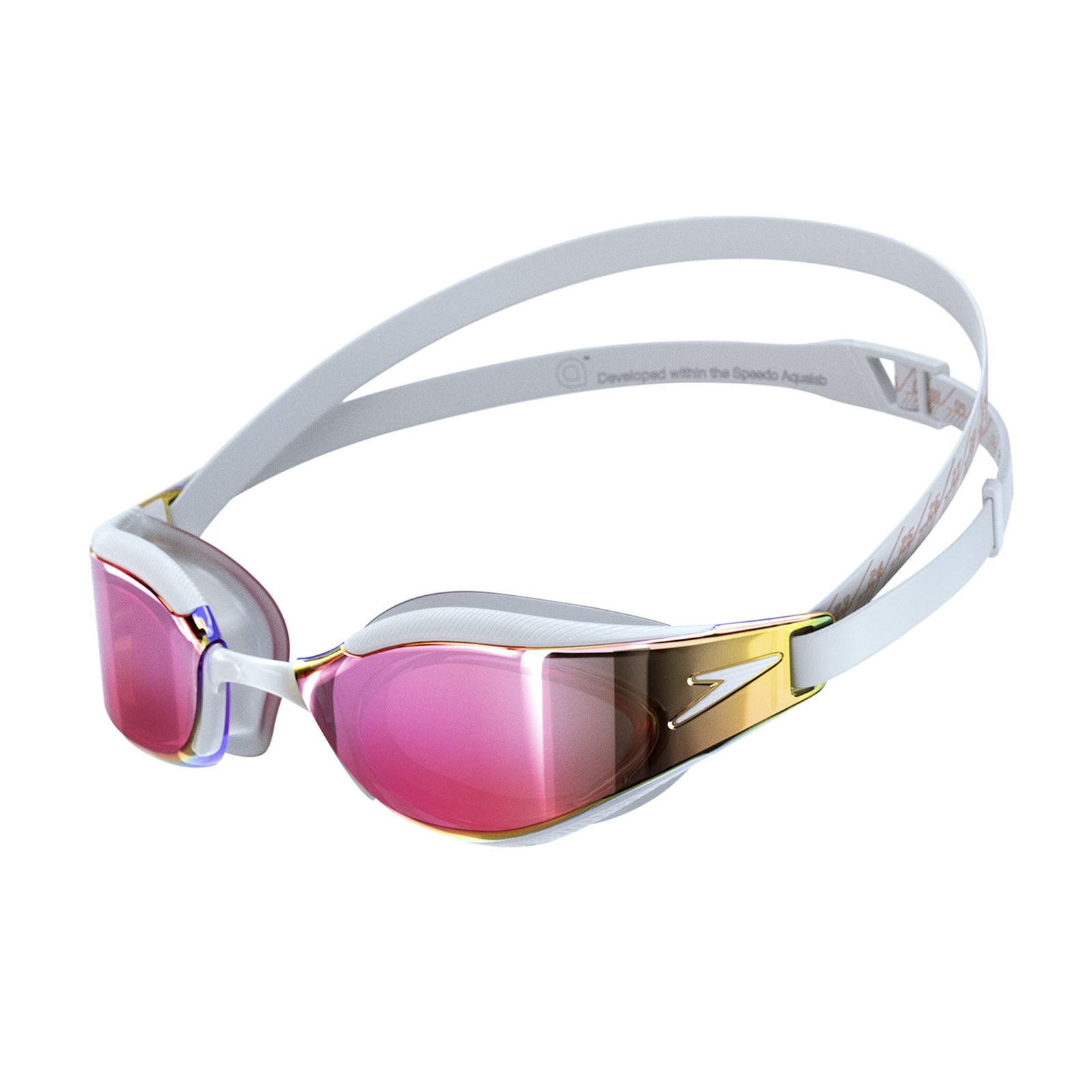 Speedo Unisex-Adult Swim Goggles Mirrored Fastskin Hyper Elite White|Oxid Grey|Rose G One Size