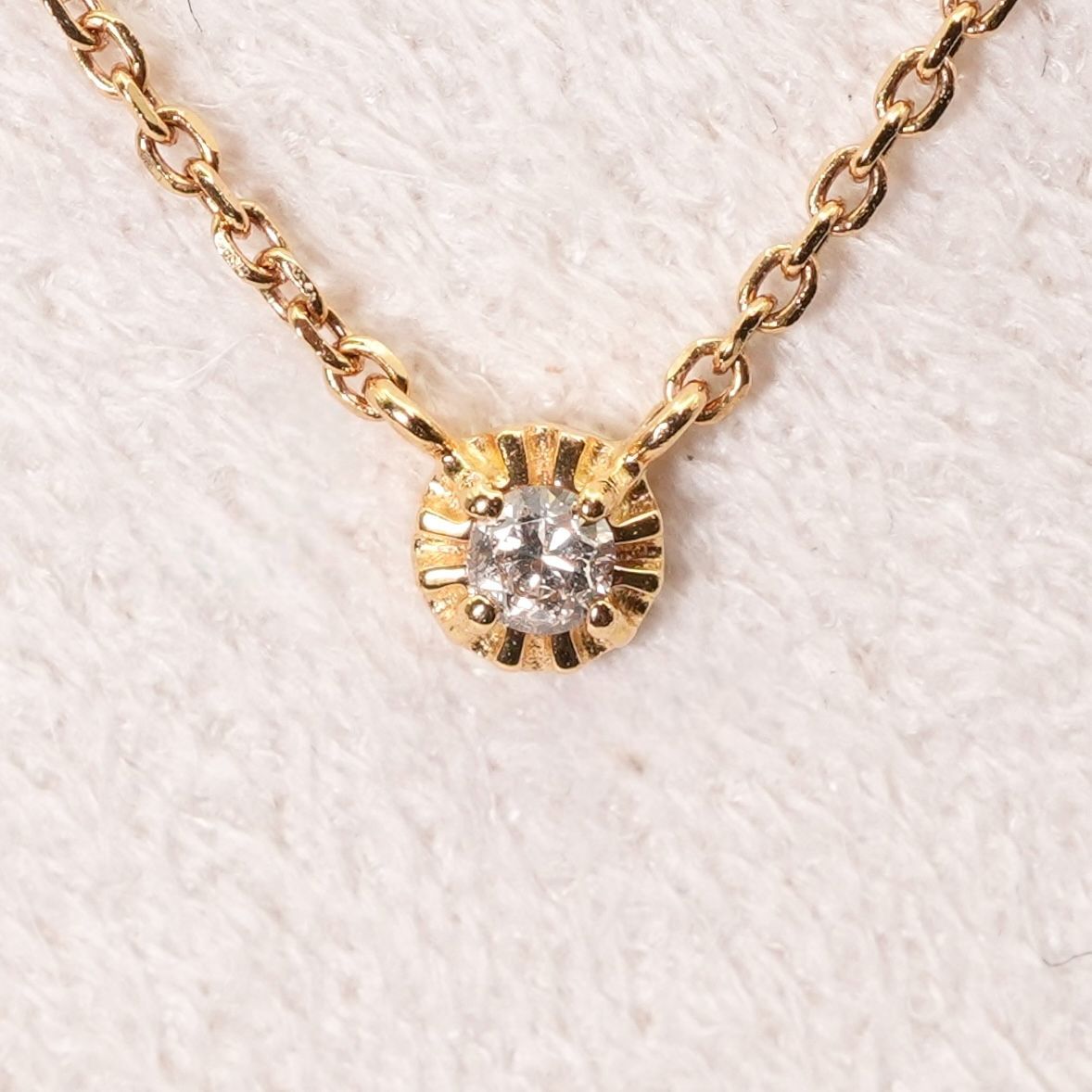 一粒ダイヤ アガット ネックレス アガット k18 0.08 一粒ダイヤ