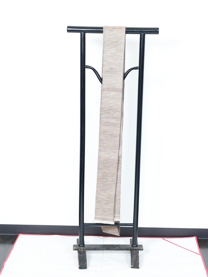 男半巾帯 紬 手織り 絣 茶濃淡 B875