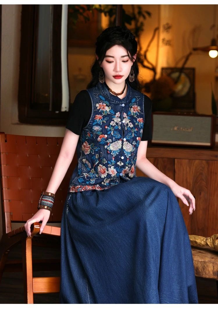 シルク 天竺 モックネック ベスト 袖なし トップス ニットトップス