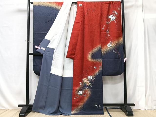 振袖セット　豪華振袖　正絹　薔薇　 暈し染め　やまと誂製 平和屋着物□豪華振袖 流水花文 暈し染め 金彩 やまと誂製 正絹