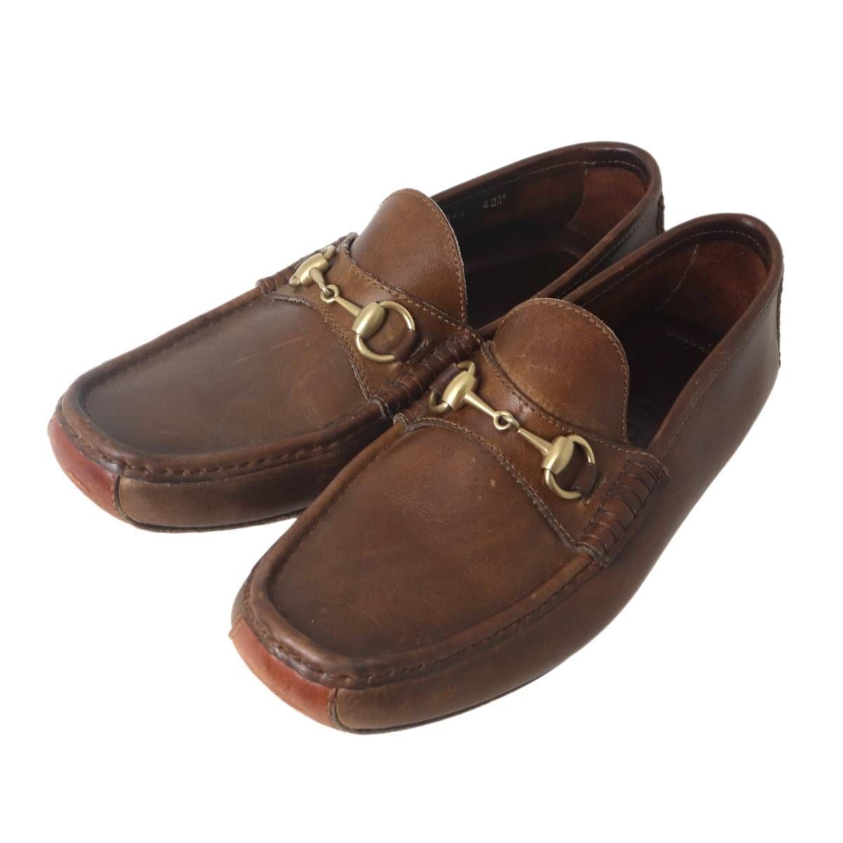 GUCCI グッチ ホースビット レザー ローファー メンズ ブラウン