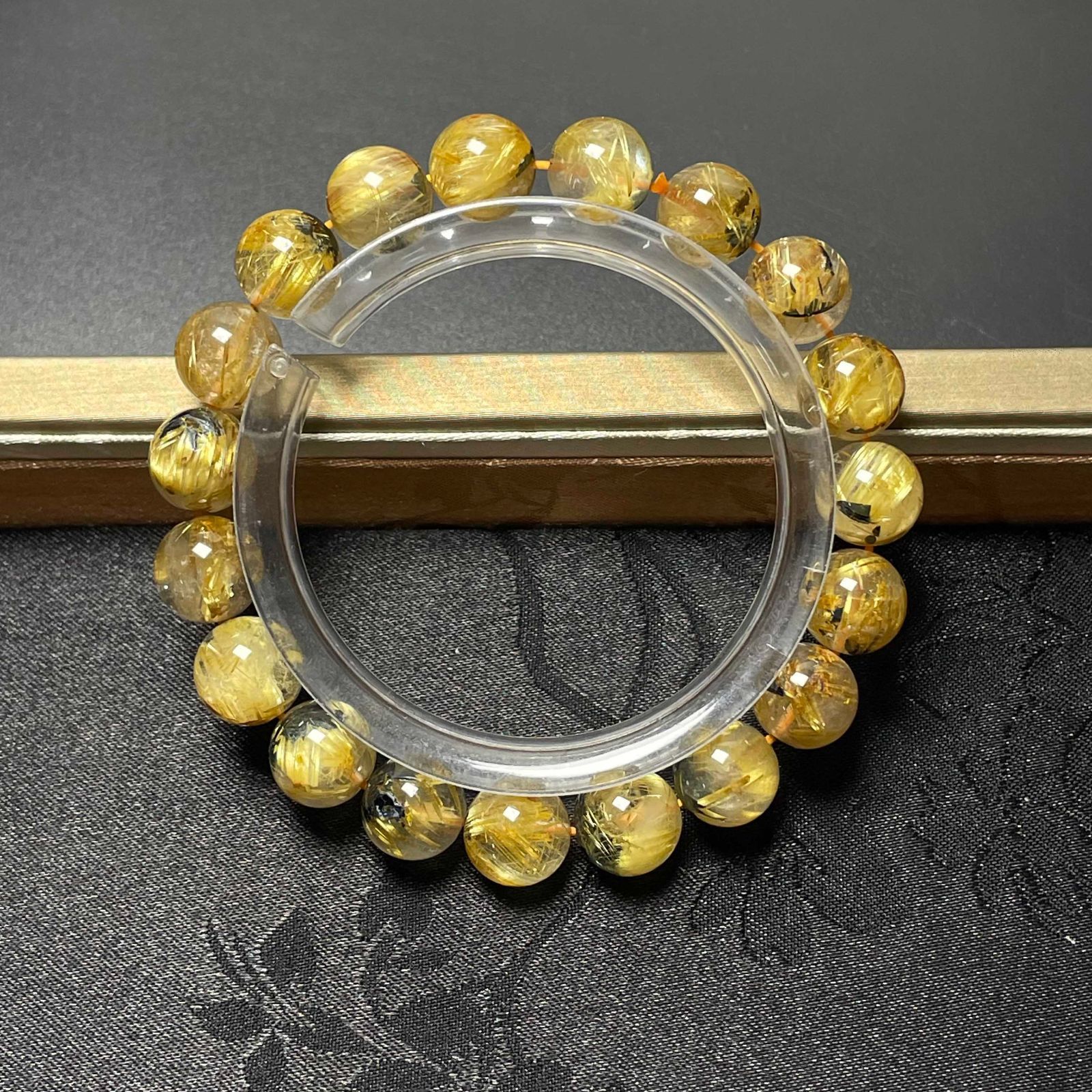 EU製 太陽花タイチンルチル 黄金針水晶 金運 開運 ゴールド ブレスレット パワーストーン プレゼント ギフト 9.7-10.3mm ZB7763