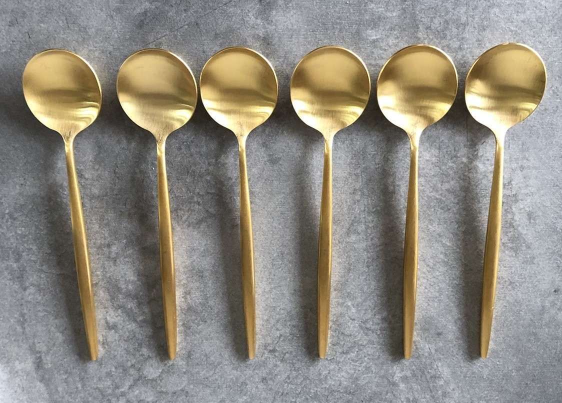 アウトレット品 Cutipol クチポール MOON マットゴールド デザートスプーン 6点セット