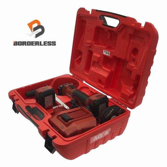 品 HILTI ヒルティ 22V 充電式アングルグラインダー AG 4S-A22-125 バッテリー2個 22V3.0Ah 充電器 ケース付