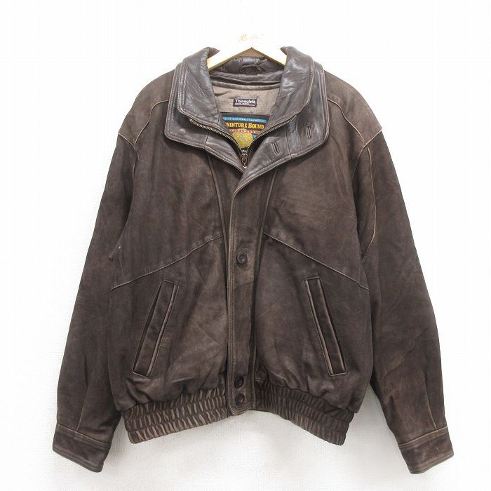 XL/古着 ウィルソン 長袖 レザー ジャケット メンズ 大きいサイズ こげ  